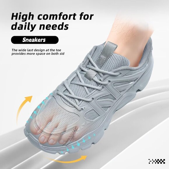 Women's Grey Slip-On Running Shoes Lightweight Mesh Walking Sneakers for Gym - Picture 6 of 7